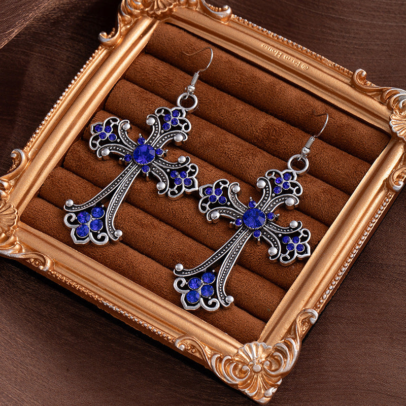 Wholesale Hollow Flower Necklace Diamond Cross Pendant Necklace Sweater Chain